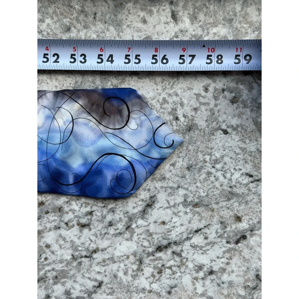 J. Garcia Mens Blue Abstract Swirl Silk Tie Emerging Elephant Collection 1996